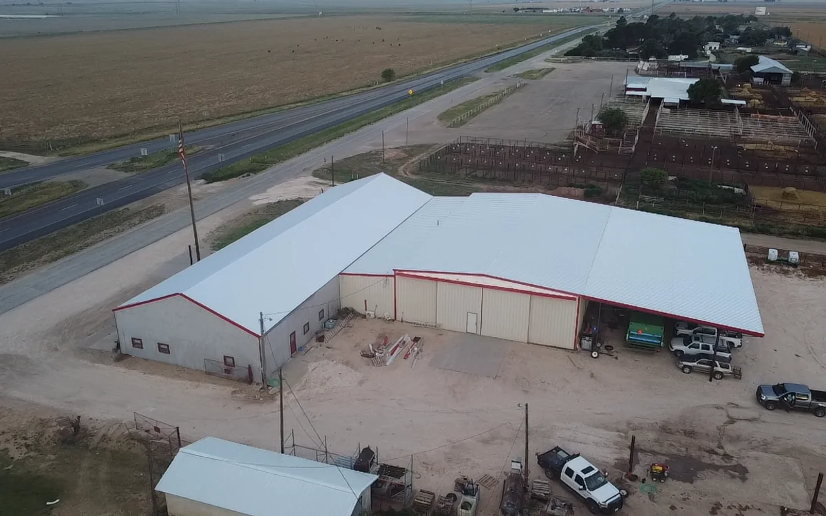 Metal roof on a large agricultural commercial building